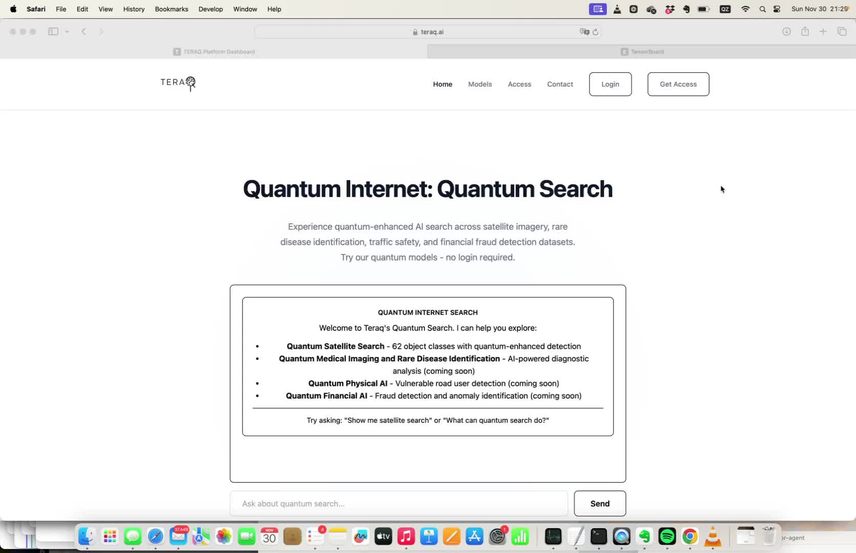 Introduction to TERAQ and Quantum Search